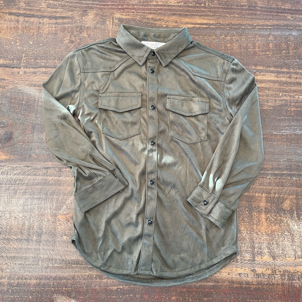 Olive Green Button-Up Shirt
